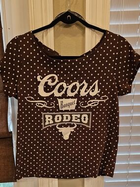 Rodeo Coors Polka Dot Women's Tee - Brown Go Line Dancing
